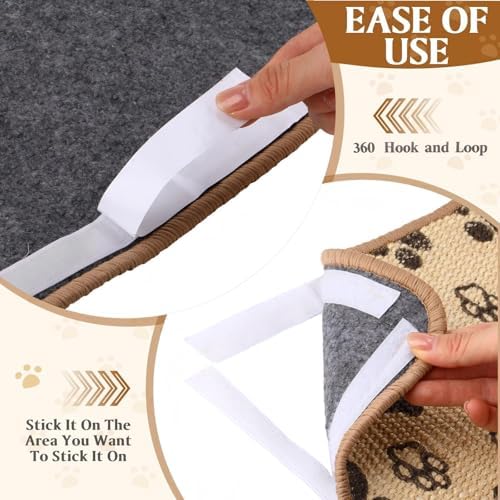 2 Pcs Cat Scratcher Mat Natural Sisal Rug with Cute Paw Print Cat Scratch Scratching Pad Protector for Indoor Floor Wall Couch Furniture with Self-Adhesive Tape 24 x 16 Inch - Image 4