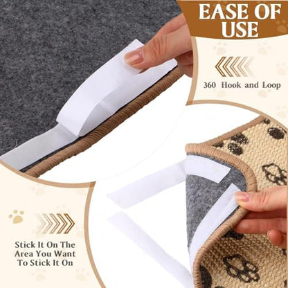 2 Pcs Cat Scratcher Mat Natural Sisal Rug with Cute Paw Print Cat Scratch Scratching Pad Protector for Indoor Floor Wall Couch Furniture with Self-Adhesive Tape 24 x 16 Inch - Image 4