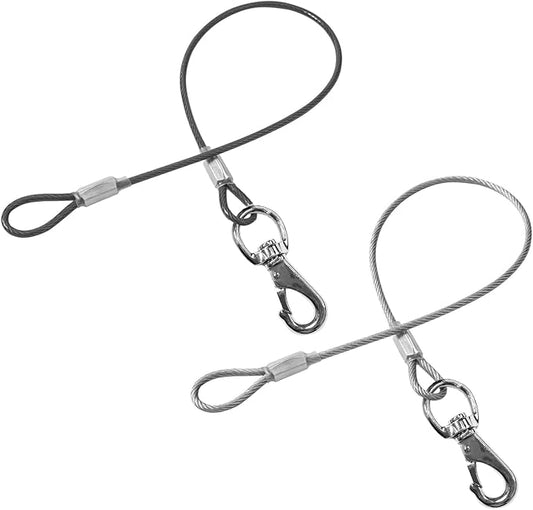 Chew Proof Dog Leash - 2Pack Metal Cable Lead,No Tangle Multiple Dog Leashes for Small and Medium Dogs- Heavy Duty Leash Extender for Collars & Harnesses(Black+Transparent, 20in/50cm)