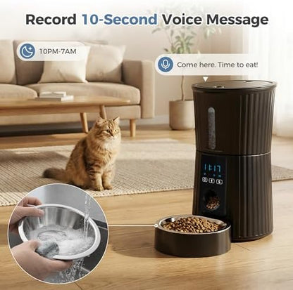 DUMOS 4L Automatic Cat Feeder, Dog Food Dispenser with APP Control, Black - Image 6