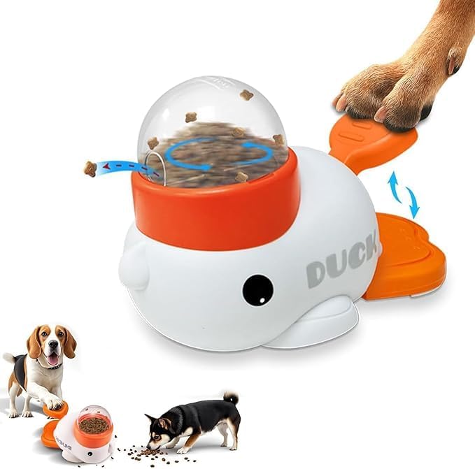 Interactive Dog Treat Dispenser Toy & Slow Feeder Dog Bowls - Duck-Shaped Puzzle Toy for Mental Stimulation, Adjustable Food Outlet for Small to Medium Cats and Dogs