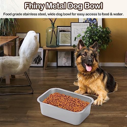 Fhiny 2 PCS Stainless Steel Dog Bowl, 1.2 Gallon Capacity Metal Dog Food & Water Bowls for Medium, Large, X-Large Dogs Indoor & Outdoor Universal Dog Bowl Dishwasher Safe - Image 3