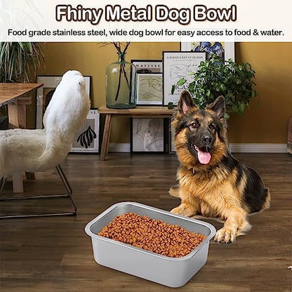 Fhiny 2 PCS Stainless Steel Dog Bowl, 1.2 Gallon Capacity Metal Dog Food & Water Bowls for Medium, Large, X-Large Dogs Indoor & Outdoor Universal Dog Bowl Dishwasher Safe - Image 3