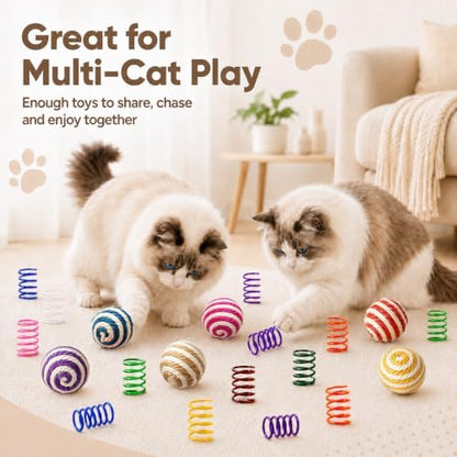 Cat Toys for Indoor Cats, 6 Sisal Balls & 24 Colorful Springs - Image 7