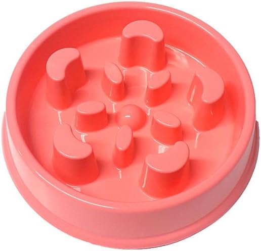 ALPHA DOG SERIES Non-Slip Maze Puzzle Bowl Slow Feeder Interactive Stop Bloat Stop Gas Improve Digestion Dog Bowl for Small and Medium Dogs (Pink, Coral)