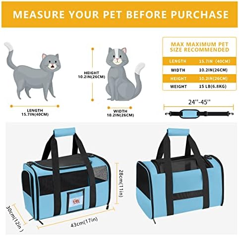 17" Soft Cat Carrier with Shoulder Strap for Travel-Blue - Image 3