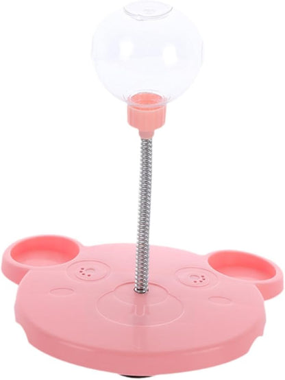 Dog Cat Slow Feeder Toy, Pet Feeding Toy Treat Ball,Funny,Interactive,Cat Treat Toy Food Dispenser for Kitty Indoor Puppy Exercise, Bear, Pink