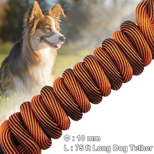 BTINESFUL 75ft Dog Tie Out Long Tether Rope Leash, 8/12/20/30/50ft Dog Lead - Image 3