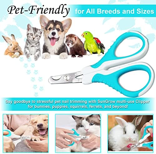 SunGrow Dog Nail Trimmer for Small and Medium Dogs, Cat Nail Claw Clipper, Non-Slip Handle, Professional Paw Grooming and Nail Care, Stainless Steel Blade - Image 3