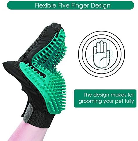 Pet Hair Removal Glove with 255 Silicone Tips for Dogs & Cats, 1 Pair Green - Image 5