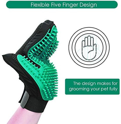 Pet Hair Removal Glove with 255 Silicone Tips for Dogs & Cats, 1 Pair Green - Image 5