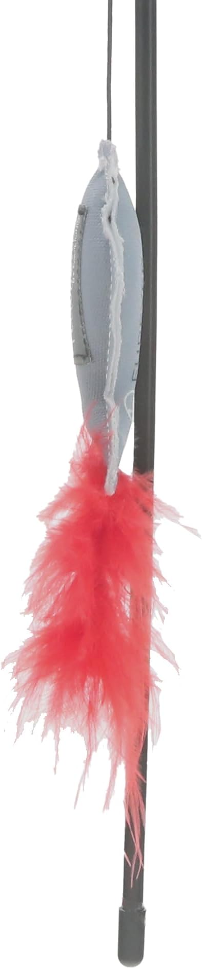 Pavilion - Furever Pawsome - Canvas Fish Stretchy String Feather Wand Teaser Interactive Indoor Chase Exercise Handle Play Stick Kitty Kitten Feline Cat Toy