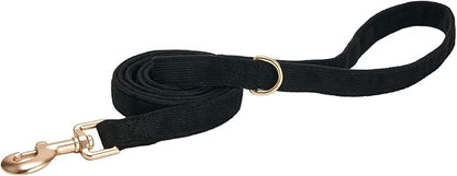 Soft Corduroy Fibric Dog Leash, 5 Feet Length Lead with Heavy Duty Rotating Hook, for Medium Large Dogs.(M,Black)