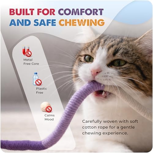 Jozy Cat Chew Rope - 4Pcs Cat Chew Toy with Refillable Natural Catnip - Interactive Kitten Teething Toys for Indoor Kittens - Bite Resistant Cotton Chew Rope Toys for All Breeds (19.6 Inches) - Image 4