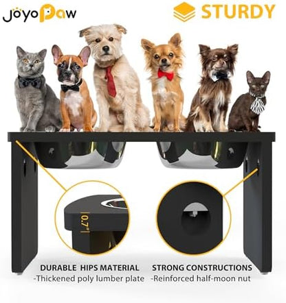 Elevated Dog Bowls, Waterproof Raised Dog Bowl for Medium & Large Dogs, HIPS Poly Lumber Stand with 2 Stainless Steel Bowls, Indoor & Outdoor Use (10'' Tall–48 oz Bowl, Black) - Image 4