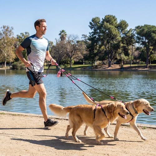 Thinkday Double Dog Leash for 2 Dogs, 5.9 ft No Tangle Dual Dog Leash with 2 Waste Bags, Hands Free Adjustable Crossbody Rope with Padded Handles, No Pull Lead for Small Medium Large Breeds - Image 6