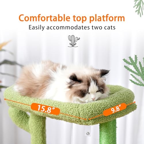 Heybly Cat Tree, 40" Tower with All-Sisal Wrapped Scratching Post HCT006SGY - Image 3