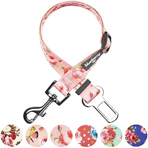 Blueberry Pet 8 Patterns Spring Scent Inspired Floral Rose Baby Pink Adjustable Dog Seat Belt Tether for Dogs Cats, Durable Safety Car Vehicle Seatbelts Leads Use with Harness - Image 5