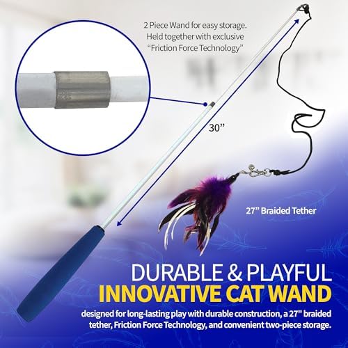 Pet Fit For Life Cat Feather Interactive Wand Toy Set, Red & Purple - 2pack - Image 3