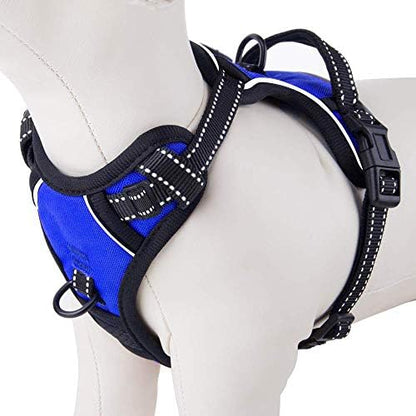 PHOEPET No Pull Dog Harnesses for Small Puppies Reflective Adjustable Front Clip Vest with 2 Metal Leash Attachment Hooks Soft Handle [Over The Head Design](M, Royal Blue) by PHOEPET