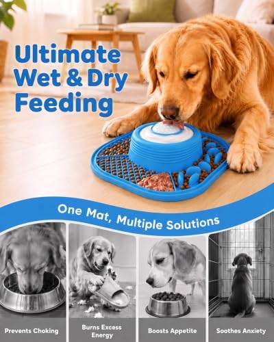 Dog Lick Bowl and Lick Mat with Rolling Ball & Slow Feeder, Spatula, Brush - Image 5