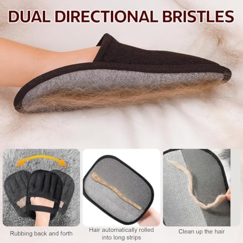 2 Pack Pet Hair Removal Gloves, 2026 New Upgrade Five-Finger Electrostatic Grooming Gloves, Reusable Deshedding Brush for Dogs & Cats, Removes Fur from Couch, Carpet, Clothing, Car Seats - Image 3