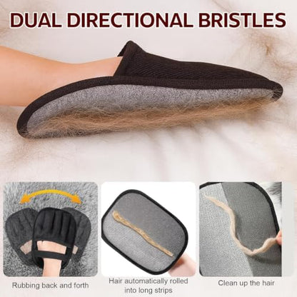 2 Pack Pet Hair Removal Gloves, 2026 New Upgrade Five-Finger Electrostatic Grooming Gloves, Reusable Deshedding Brush for Dogs & Cats, Removes Fur from Couch, Carpet, Clothing, Car Seats - Image 3
