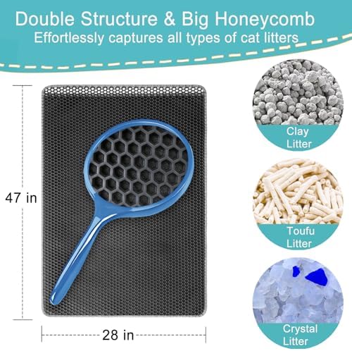 Cat Litter Mat, XL 28x47 inch, Large Litter Trapping Mat for Litter Boxes - Image 2