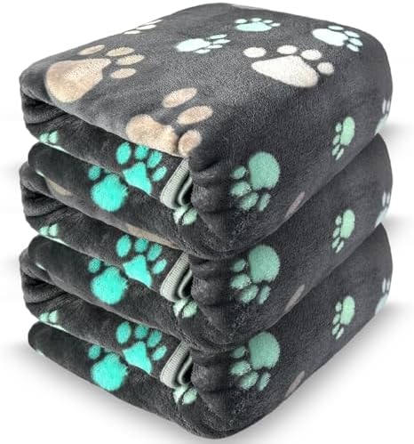 Dog Blankets for Large Dogs, 3 Pcs Dog Blanket Washable, Soft Fluffy Flannel Pet Blanket Mat Cover for Bed Couch, Cute Print Puppy Blanket 60" x 50" by NXDZI