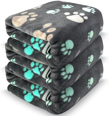Dog Blankets for Large Dogs, 3 Pcs Dog Blanket Washable, Soft Fluffy Flannel Pet Blanket Mat Cover for Bed Couch, Cute Print Puppy Blanket 60" x 50" by NXDZI