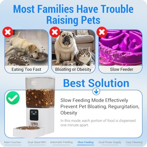 Automatic Cat Feeder with 5G WiFi: Automatic Dog Feeder with Slow Feed & Smart APP Control, 7L Timed Auto Cat Food Dispenser with Alexa for Pets, Detachable for Easy Cleaning - 29 Cups - Image 5