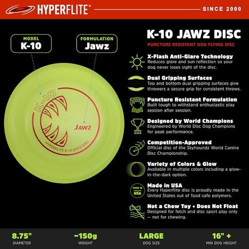Hyperflite K-10 Jawz Puncture Resistant Dog Flying Disc, Medium-Large - Image 3