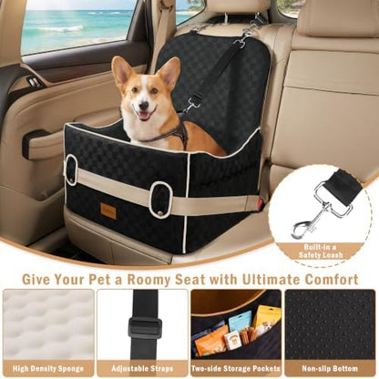 Dog Car Seats for Small Dogs, 5.5" Elevated Pet Booster with Seat Belt Loop - Image 4
