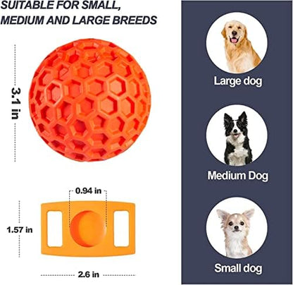 Squeaky Dog Balls, Indestructible Dog Toys for Aggressive Chewers Large/Medium Breed, Natural Rubber Interactive Chew Toys for Teeth Clean, Relieves Anxiety (Orange) - Image 3