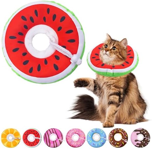 Seyezo Cat Cone Collar Soft, Adjustable Cat Recovery Cone, Watermelon, L by Seyezo