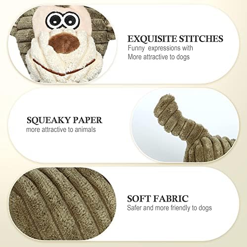 BUYPOW Dog Toys for Large Dog - Plush Squeaky Medium & Small Dog Toys - Stuffed Animals Puppy Toys - Funny Cute Dog Toys for Dog Birthday Presents (Monkey) - Image 2