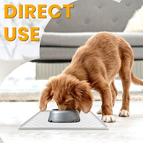 Ptlom Pet Placemat for Dog and Cat, Waterproof Silicone Pet Feeding Bowl Mats for Food and Water, Small Medium Large Dogs Mat Prevent Residues from Spilling to Floor, White, 11.8"x11.8" - Image 3