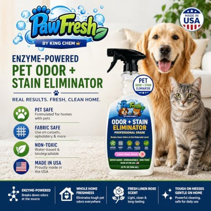 PawFresh Pet Odor & Stain Eliminator Spray, Linen Rose Scent, 16 oz - Image 6
