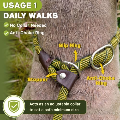 Fida Durable Slip Lead Dog Leash, 6 FT x 3/8" Dog Training Leash, Yellow - Image 4