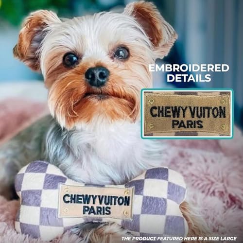 Haute Diggity Dog Chewy Vuiton Bone Plush Dog Toy, Designer Parody Toy - Image 4