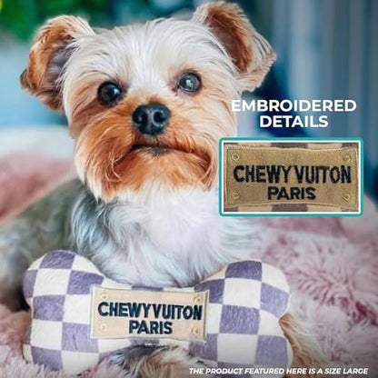 Haute Diggity Dog Chewy Vuiton Bone Plush Dog Toy, Designer Parody Toy - Image 4