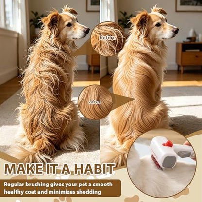 Deshedding Brush for Cats - 2-in-1 Pet Dematting Comb & Undercoat Rake - Image 2