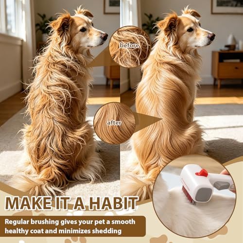 Deshedding Brush for Cats - 2-in-1 Pet Dematting Comb & Undercoat Rake - Image 2