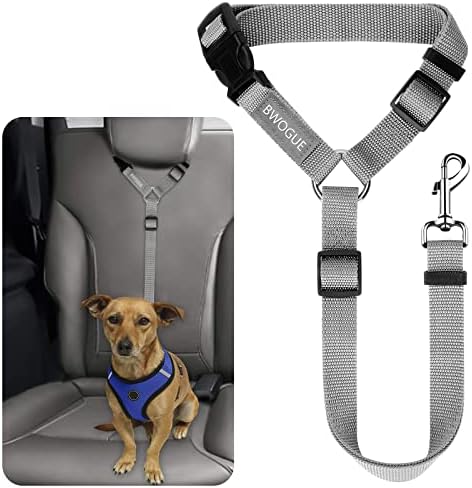 BWOGUE Dog Seat Belt for Car, Headrest Restraint Lead, Non-Elastic, Gray by BWOGUEPetHome