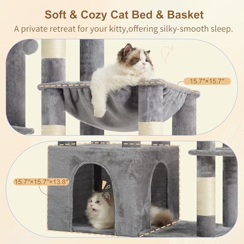 Heybly Heavy Duty Cat Tree with Large Base for Large Indoor Cats HCT026W - Image 5