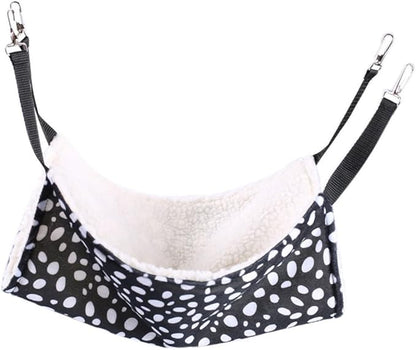 COHEALI Double-Sided Hanging Cat Hammock Breathable Pet Bed 27x27cm Compact Black and White Dots Suitable for Indoor Cats Winter Warm Den