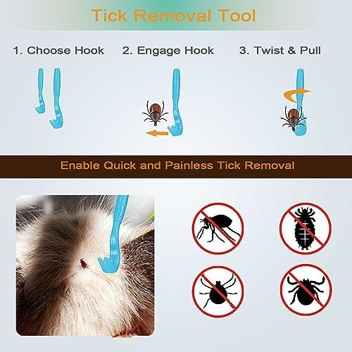 Pet Grooming Comb Kit, Tear Stain Remover Brush, Undercoat Rake for Dogs & Cats, Dematting Tool for Long Haired Dogs Kittens Puppies, Flea Comb for Removal Dandruff Tangles Knots, Shedding Hair & Fur - Image 7