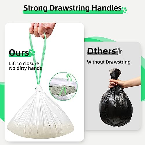 105 Count Automatic Litter Box Bags Liners Compatible with Litter Box Robot 4/5/3, Thick Self-cleaning Cat Litter Box Liners refill with Drawstring Heavy Duty 10-12 Gallons of Capacity - Image 6