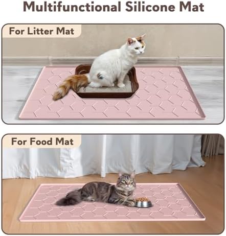 Garoopion Silicone Cat Litter Mat 34×22 inch, Easy to Clean, Pink - Image 6