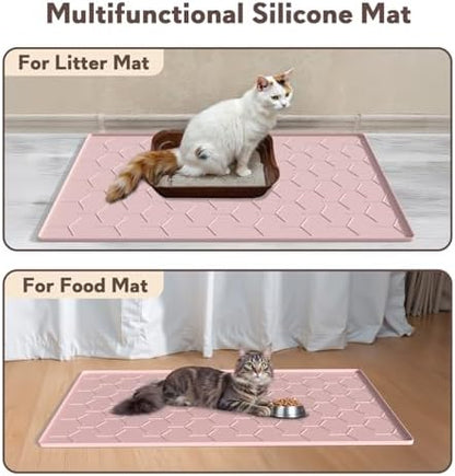 Garoopion Silicone Cat Litter Mat 34×22 inch, Easy to Clean, Pink - Image 6